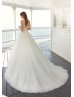 Beaded V Neck Ivory Lace Tulle Chic Wedding Dress